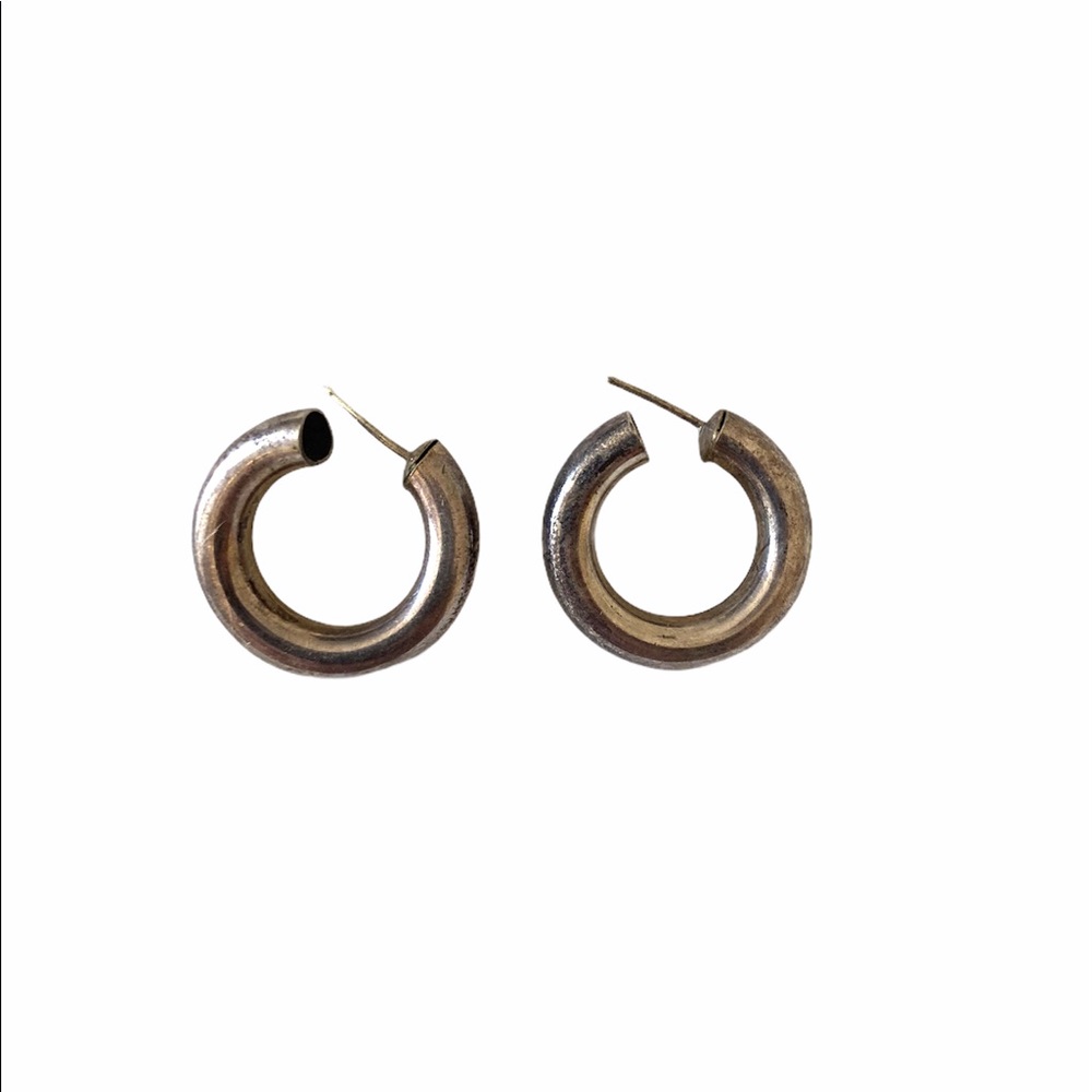 Vintage Sterling Silver Chunky Hoop Earrings